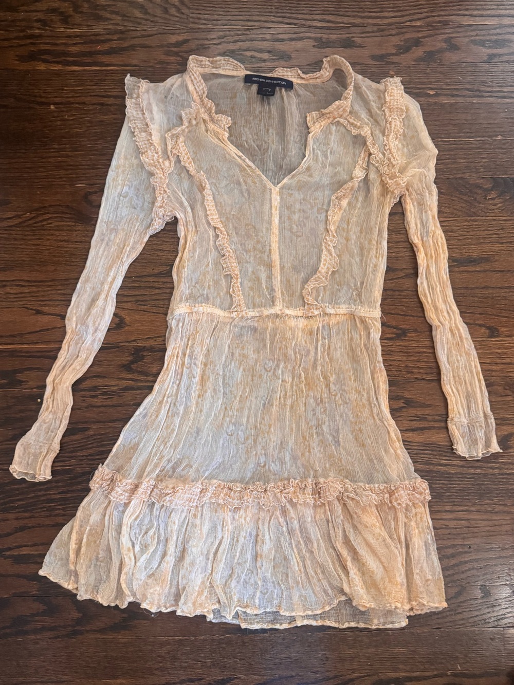 French Connection Peach Ruffle Beautiful Dress size 0